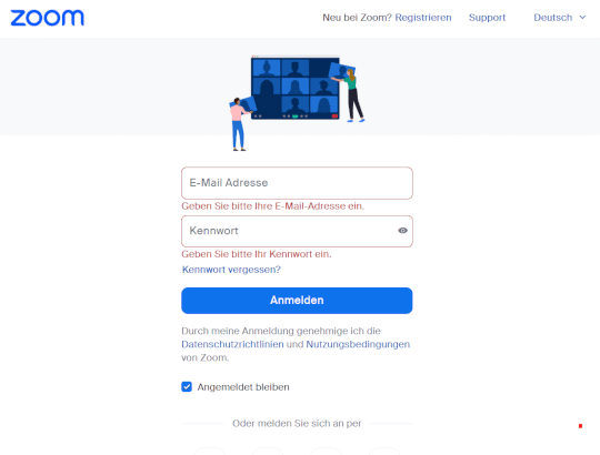 Zoom-Account anmelden